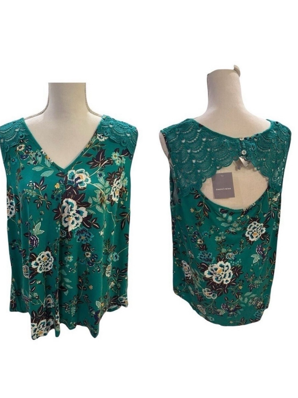 Daniel Rainn NWT Stitch Fix Green Floral Sleeveless Blouse Size 1X